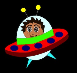 A boy in a UFO