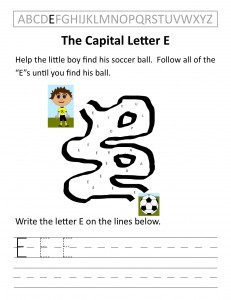 Download the capital letter E worksheet