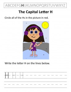 Download the capital letter H worksheet
