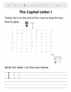 Download the capital letter I worksheet