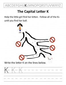 Download the capital letter K worksheet