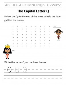 Download the capital letter Q worksheet