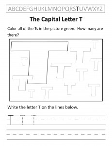 Download the capital letter T worksheet