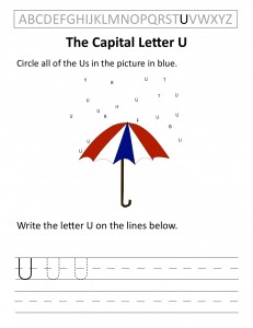 Download the capital letter U worksheet