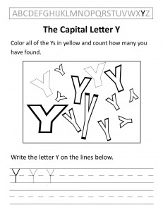 Download the capital letter Y worksheet