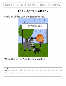 Download the capital letter Z worksheet