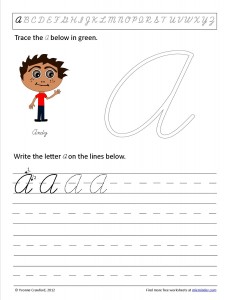 Download the cursive capital letter A worksheet