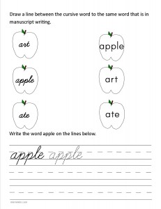 Download the cursive lower case letter a worksheet