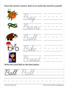 Download the cursive capital letter B worksheet