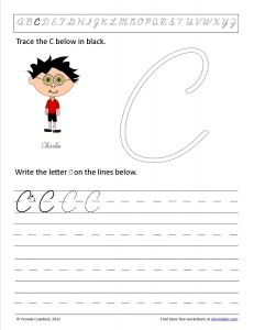 Download the cursive capital letter C worksheet