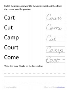 Download the cursive capital letter C worksheet