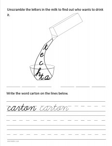Download the cursive lower case letter c worksheet