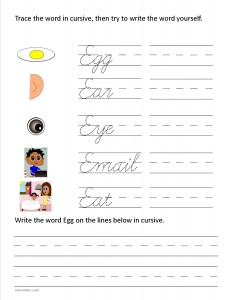 Download the cursive capital letter E worksheet