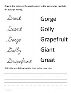 Download the cursive capital letter G worksheet