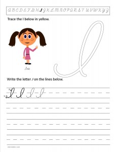 Download the cursive capital letter I worksheet