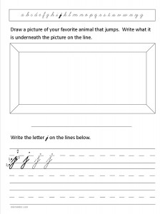 Download the cursive lower case letter j worksheet