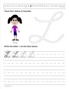 Download the cursive capital letter L worksheet