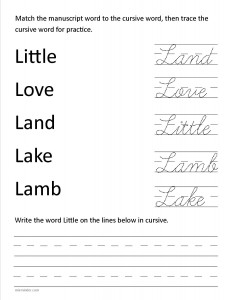 Download the cursive capital letter L worksheet