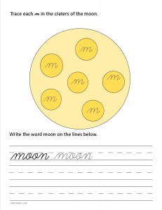 Download the cursive lower case letter m worksheet