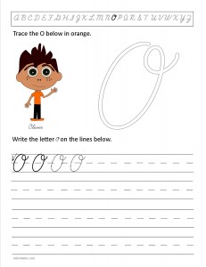 Download the cursive capital letter O worksheet