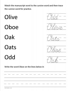 Download the cursive capital letter O worksheet