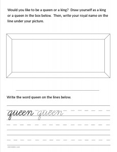 Download the cursive lower case letter q worksheet