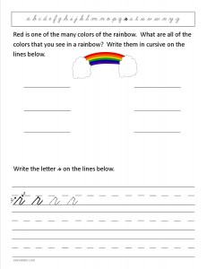 Download the cursive lower case letter r worksheet