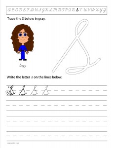 Download the cursive capital letter S worksheet