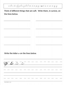 Download the cursive lower case letter s worksheet