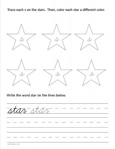 Download the cursive lower case letter s worksheet