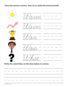 Download the cursive capital letter W worksheet