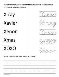 Download the cursive capital letter X worksheet