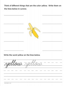 Download the cursive lower case letter y worksheet