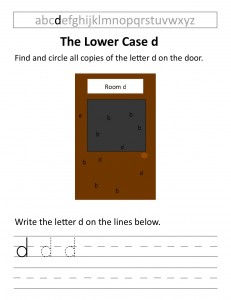 Download the lower case d worksheet