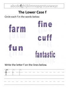 Download the lower case f worksheet