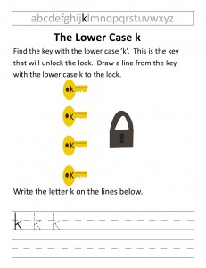 Download the lower case k worksheet