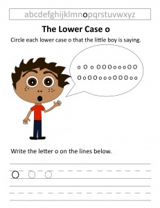 Download the lower case o worksheet