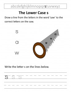 Download the lower case s worksheet