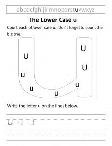 Download the lower case u worksheet