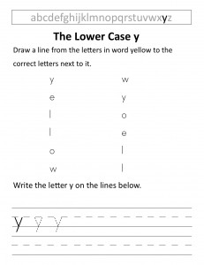 Download the lower case y worksheet