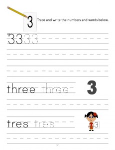 Download the manuscript handwriting number 3 worksheet