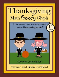 Thanksgiving Math Goofy Glyph for First Grade