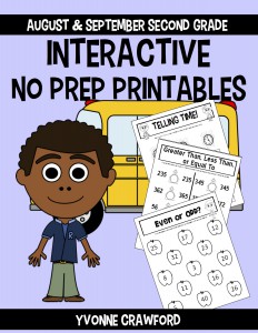 Back to School Interactive No Prep Printables - Second Grade