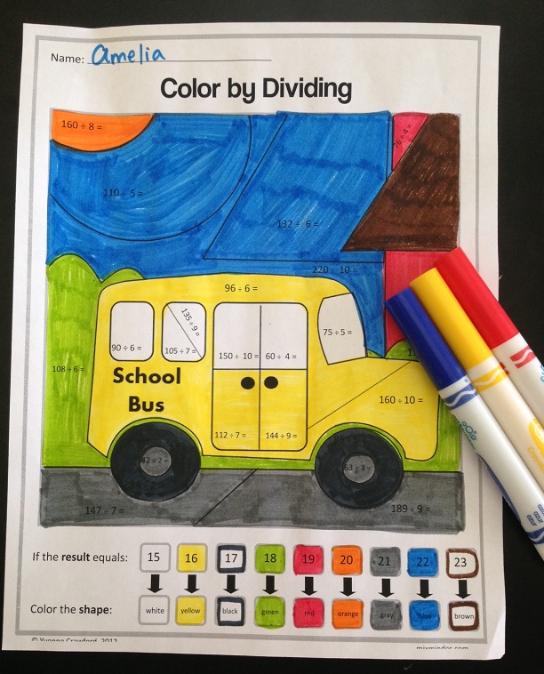 Back to School Color by Number Printables